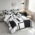 thumbnail image 2 of Manfei Geometric Square Queen Bedding, Abstract Minimalist Bedding Comforter Set Queen, Black Gray White, Reversible 7 Pieces, 2 of 6