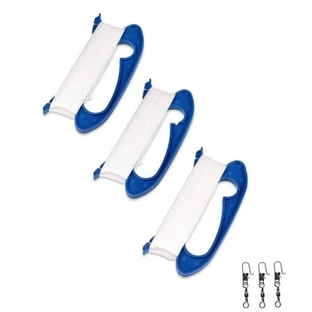 3-Pack Strong Kite Handles w/ 300ft Durable String - Comfortable Grip - Blue