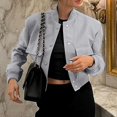 thumbnail image 1 of MKLEKYY Veste Courte Femme Veste Femme Décontractée Veste de Transition Manches Longues Manteau Léger Uni Blouson Court, 1 of 8