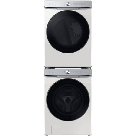 Samsung - 5.0 Cu. Ft. High Efficiency Stackable Smart Front Load Washer Steam and CleanGuard - Ivory