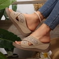 thumbnail image 5 of longantii Orthopedic Sandals for Women Arch Support Flat Wedge Sandals Wide Non Slip Slip on Hiking Shoes Comfort 2026 New Orthopedic Shoes Beige, 5 of 6