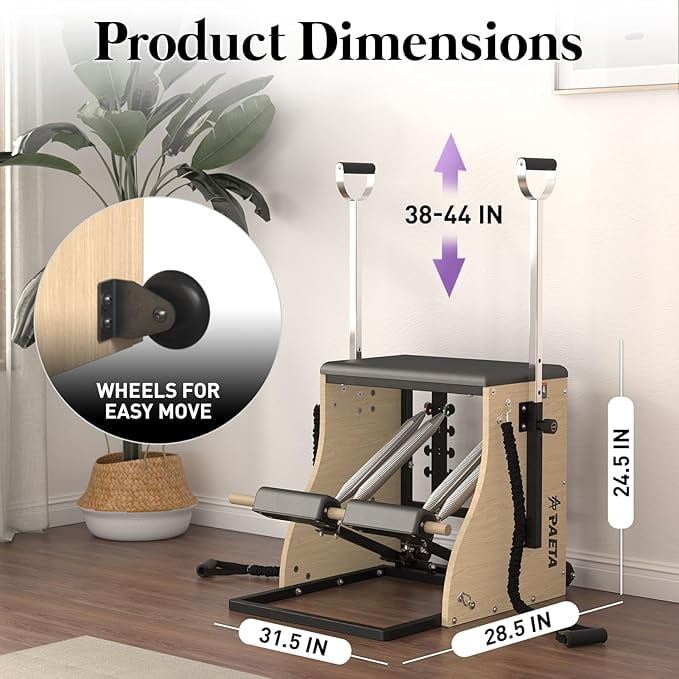 Mikolo Pilates Chair, Split-Pedal Stability Combo with Handles