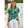 thumbnail image 5 of PRETTYGARDEN Boho Short Sleeve Floral Work Blouses for Women Dressy Casual V Neck Puff Sleeve Loose Chiffon Flowy Tops Shirts, 5 of 7