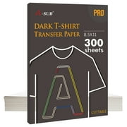 300 Sheets Bulk A-SUB PRO Dark T-shirt Transfer Paper 8.5x11, Transfer Paper for Dark Fabrics, Printable Heat Transfer Vinyl for Dark/Black Cotton Compatible with Cricut, Inkjet Laser Printers