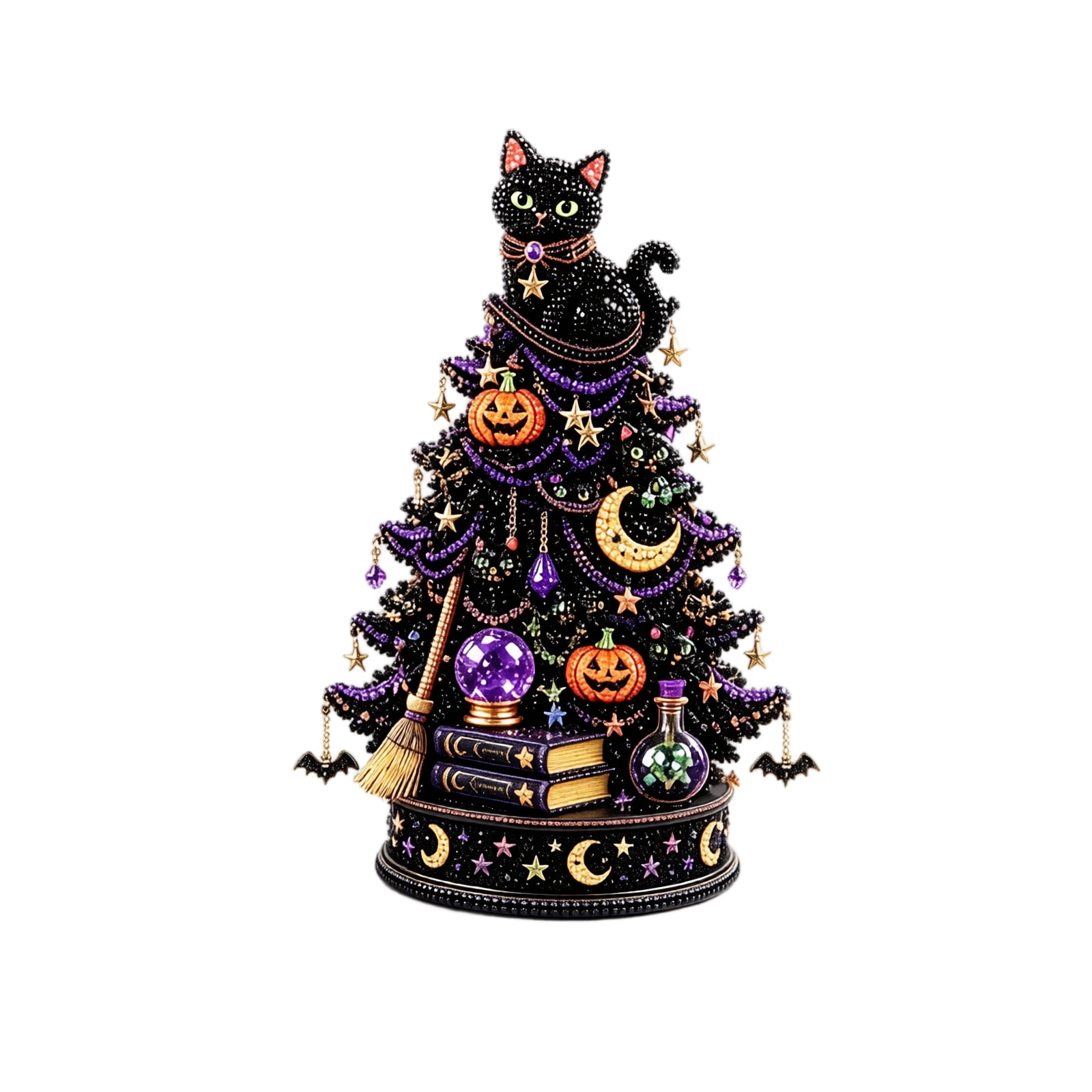 Halloween Pearl Art DIY Kit Spooky Cute Pearl Beads Tabletop Tree Crafts for Adults DIY Halloween Diamond Painting Desk Decor Art Beginner DIY Seasonal Party Gift