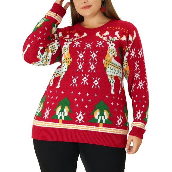 Agnes Orinda Women's Plus Size Casual Knit Pullover Long Sleeves Sweater