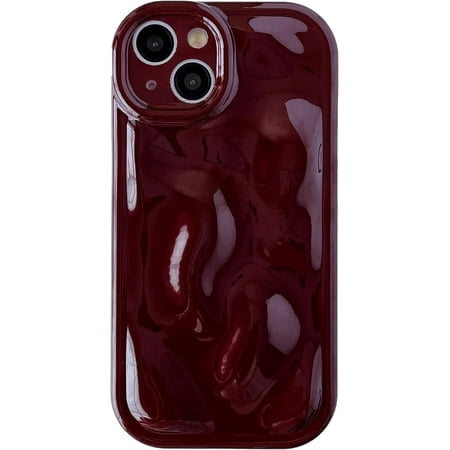 Cute Water Ripple Shape Camera Lens Protection Soft Compatible with iPhone Case (WineRed,iPhone 13)