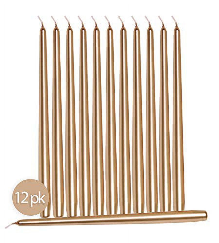 Hyoola 14" Metallic Copper Dripless European Made Taper Candles, Unscented Paraffin Wax with Cotton Wicks, 12-Pack