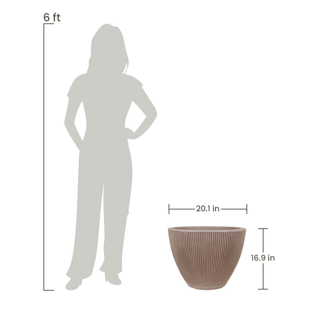 Ecobo 16.9 inches tall Eco-Friendly Round Pot Planter,Garoa Indoor/Outdoor use,Durable,Versatile&Lightweight,Designed by Brazilian Artisans,Contemporary AllWeather Design-Brown