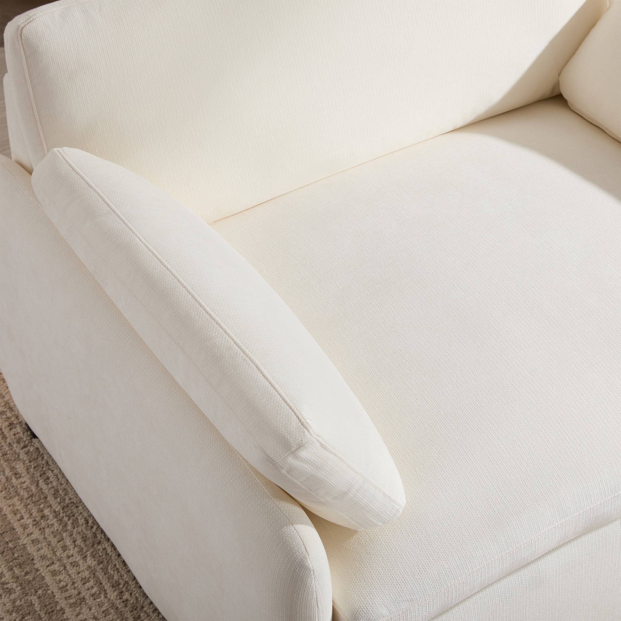 Leumius 50" Oversized Single Sofa Chair, Chenille Accent Chair with Wide and Deep Seat, Upholstered Armchair with Pillows for Living Room,Apartment,Bedroom, Cream