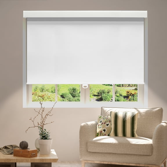 Amgo Free-Stop Cordless Blackout Roller Shades – Thermal-Insulated Easy Install Window Blinds for Home, Bedroom, Office & Door (White, 23" W x 72" H)