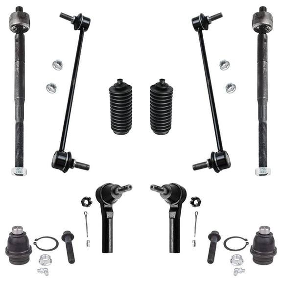 Detroit Axle - 10pc Front Suspension Kit for 2009-2012 Dodge Caliber 2007-2017 Jeep Compass Patriot, Tie Rod Ends Boots Lower Ball Joints Stabilizer Sway Bars Replacement