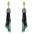 thumbnail image 2 of Onyx Emerald Tassel Earrings Diamond 18k Gold 925 Sterling Silver Jewelry, 2 of 4