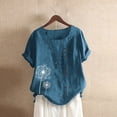 thumbnail image 1 of Blouses pour Femmes, T-Shirt à Manches Courtes Col d'Été Mode Décontractée Imprimé Bouton, 1 of 3
