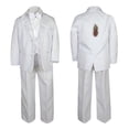 thumbnail image 3 of Baby Boy Teen Christening Baptism Formal White Paisley Suit Silver Gold Patch on Back SM-20, 3 of 4