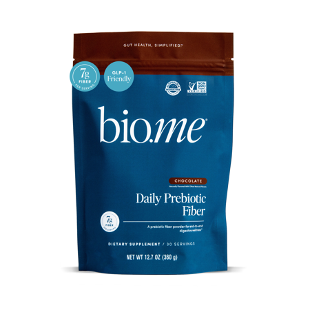 Bio.me Daily Prebiotic Fiber Supplement for Digestive Health, Chocolate – 30 Servings of Fiber Powder