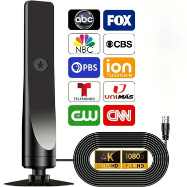 HDTV Antenna - 6000  Miles Range, 4K/8K Ultra HD Amplifier Signal Booster, With 10ft Cable For Smart TVs (Free To Air)