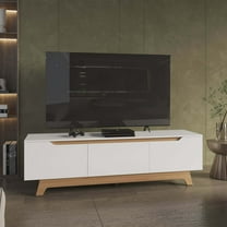 TUHOME Woodall Tv Stand, Natural Oak, White