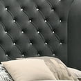 thumbnail image 3 of Benjara Giya Wingback Queen Bed, Tufted Headboard, Nailed Gray Velvet Upholstery, 3 of 5