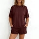 thumbnail image 3 of TaTaai Women's Summer Lounge Set Short Sleeve Round Neck T-Shirt and Elastic Waist Shorts Solid Color Matching Two Piece with Pockets for Comfortable Daily Wear Gift, 3 of 7