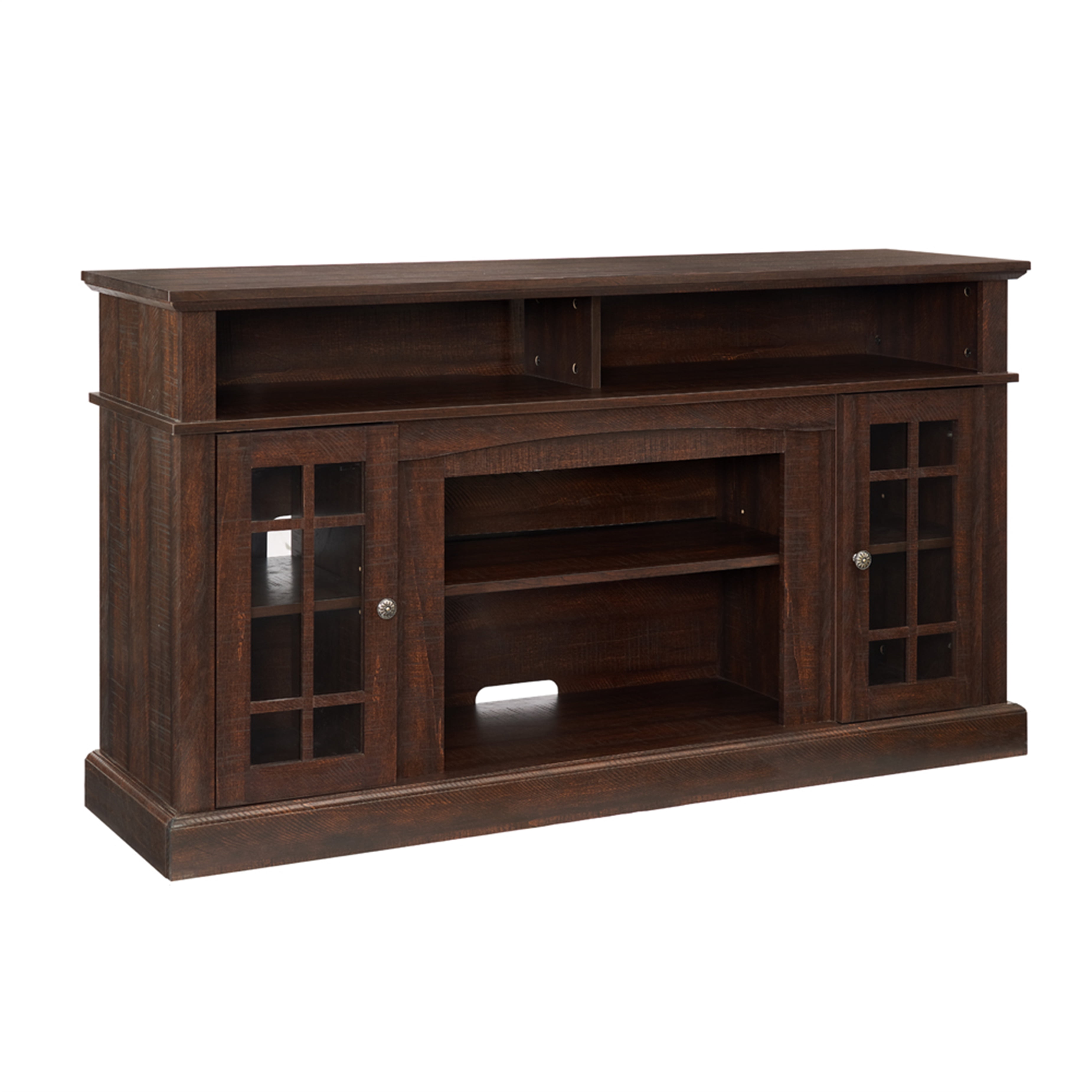Aukfa TV Stand for TV up to 65", TV Console Table with Storage and Cabinet, 2 Doors, Espresso