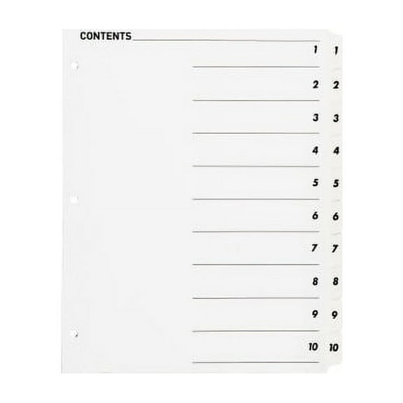 Business Source, BSN05854, Table of Content Quick Index Dividers, 10 / Set