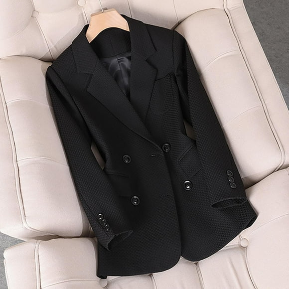 NJDVHB Womens Winter Blazer,Ladies Solid Color Long Sleeve Lapel Button Pocket Temperament Suit Jacket
