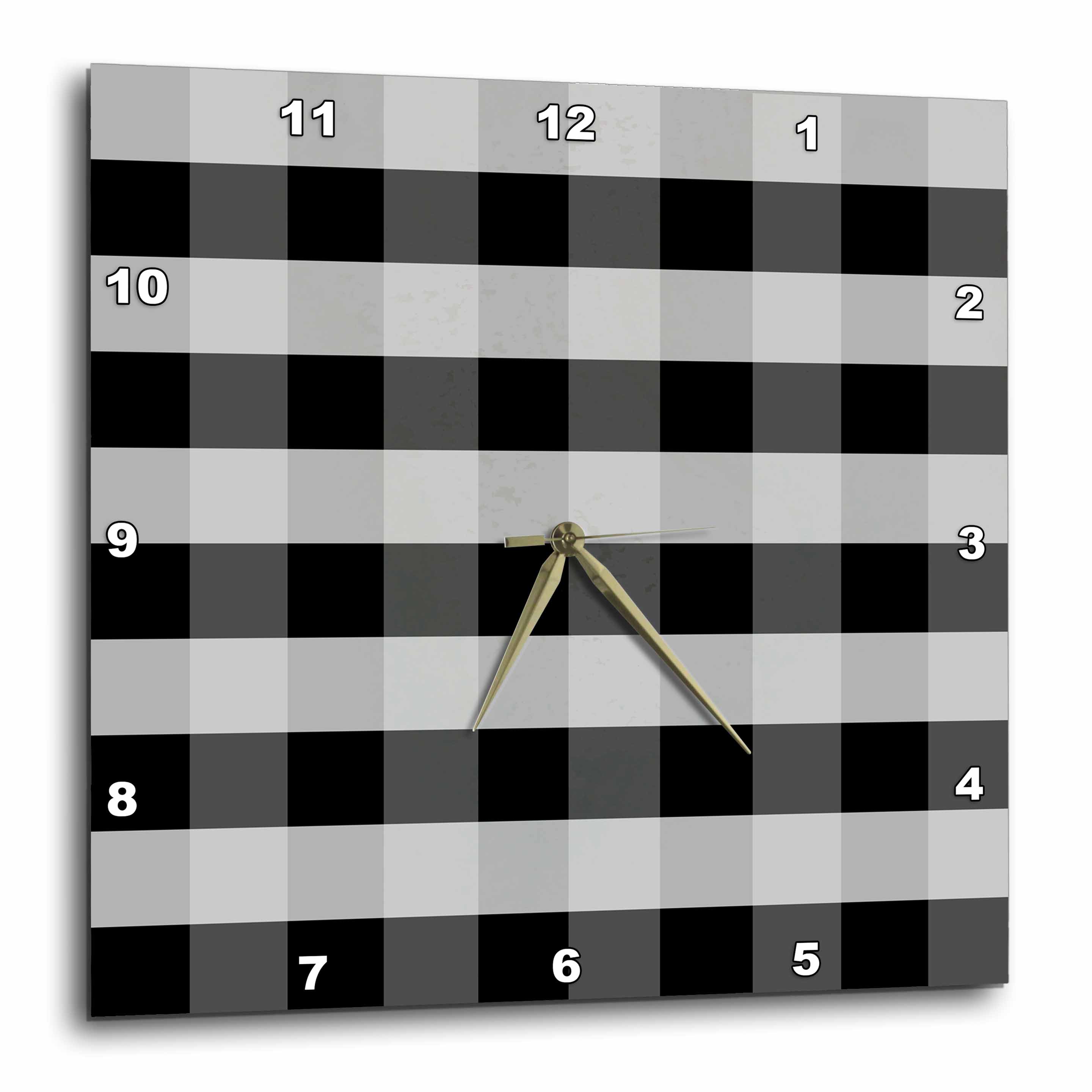 3dRose Black and White Check Wall Clock, 10 by 10inch