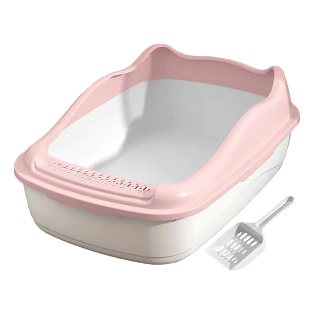Bandeja sanitaria para gatos semicerrada, resistente y desmontable para gatitos, hámsteres. Rosa