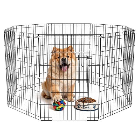ZephyPaws 30in Dog Playpen,Foldable Metal Exercise Puppy Play Pen with 8Panels,Indoor/Outdoor Pen with Door for Dogs,Cats or Small Animals