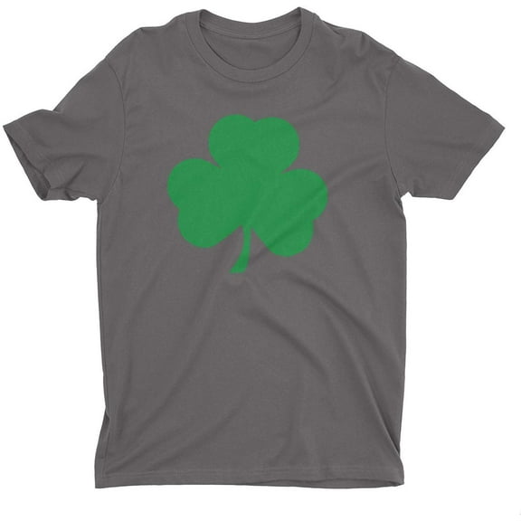 NYC FACTORY Screen Printed Green Irish Shamrock T-Shirt St Patricks Day Mens Ireland Tee Shirt Charcoal, 2XL
