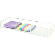 Sticky Note Holder Clear Acrylic Self-Stick Note Pad Holder 3 in 1 Memo Holder Desk Organizer for Office Home Post Pop Note Dispenser for 3"x3" Note Pad Holder (BQ211)
