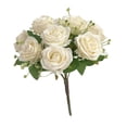 thumbnail image 3 of Ramo de rosas de seda artificial de 31 cm con hierba persa. Blanco, 3 of 9