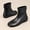black, variant on Women's niche split-toed flat-bottomed short boots, retro-textured imitation leather side zipper simple versatile elastic ankle boots