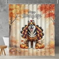 thumbnail image 2 of Happy Thanksgiving Siberian Husky Turkey Costume Pumpkins Autumn Leaves Shower Curtain Husky Dog Lover Gifts Waterproof Bathroom Bathtub Curtain - 130144, 2 of 5