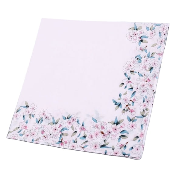 Women Cotton Handkerchief Soft to the Touch Washable Pocket Cotton Towel for Elegant Flower Printed Hanky Optional