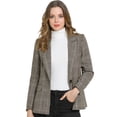 thumbnail image 1 of Blazers para mujer Chaqueta tipo blazer a cuadros con solapa con muesca Boyfriend marrón XS, 1 of 6