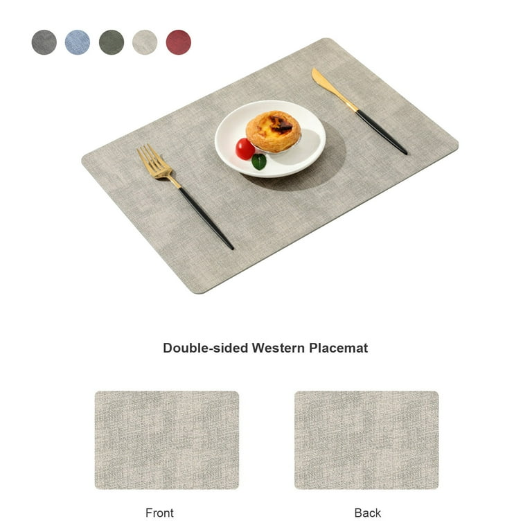 Elroy Placemat Woven Faux Leather Table Mat Protector Waterproof Solid  Color Non-slip Dinning Pad for Home Hotel, Dark Gray 