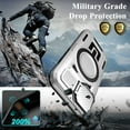 thumbnail image 2 of KOMI for iPhone 16 MagSafe Case with Adjustable Metal Camera Lens Cover Stand with 1 Screen Protector,[Military-Grade Protection] Rugged Heavy Duty Magnetic Case for iPhone 16 6.1" Grey, 2 of 5