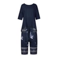 thumbnail image 4 of Conjunto de camiseta y pantalones con cuello redondo y manga 3/4 para mujer Wmkox8yi bvn2751, 4 of 8