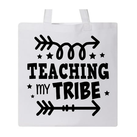 Teacher Apple Tote - Teacher Teaching My Tribe with Arrows Tote Bag White One Size