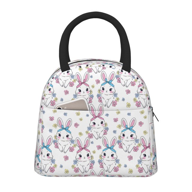 Fotbe Cartoon Cute Rabbit Bolsa de Almuerzo con Estampado, Lonchera Aislada, Contenedor de Comida Reutilizable Tipo Cooler a Prueba de Fugas