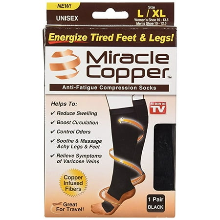 Miracle Copper Anti-Fatigue Compression Socks (Large/Extra Large) 2 packs