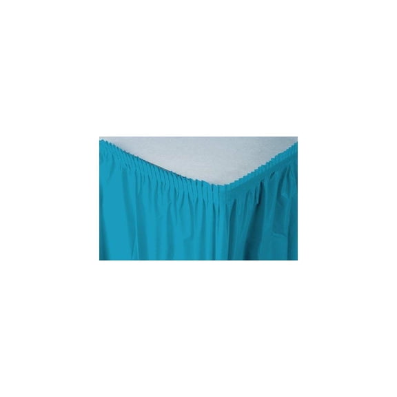 creative converting plastic table skirt, 14-feet, turquoise