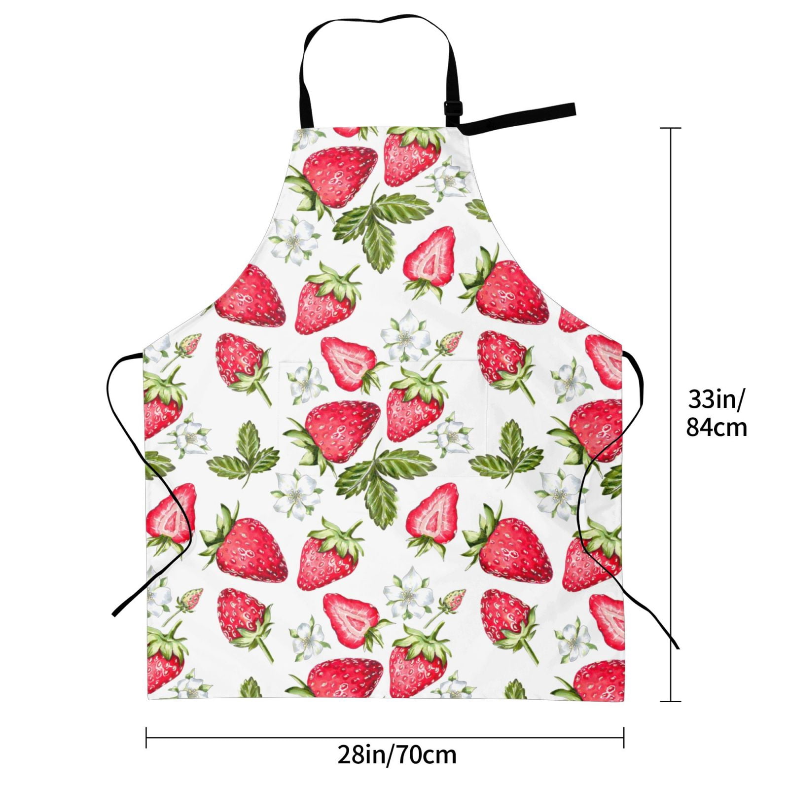 Kdxio Strawberry1 Apron with Pockets Adjustable Kitchen Aprons for Men Women Waterproof Aprons for Cooking,Drawing,Crafting, Baking Household Cleaning
