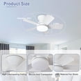 thumbnail image 4 of 25-Inch Low Profile Ceiling Fan with Light - Dimmable LED, 6-Speed and 3 CCT, Quiet DC Motor, Remote Control, 5 White Blades for Indoor/Outdoor, 4 of 8