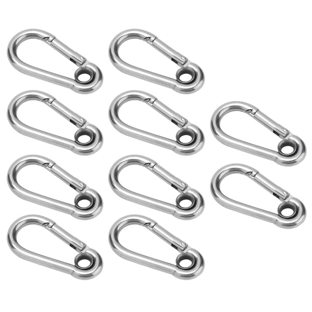 Ecomeon Mousqueton en Acier Inoxydable, 10 Pcs Mousqueton en Acier Inoxydable Corde de Sécurité Mousqueton à Ressort Accessoires de Boucle Suspendue, Mousqueton à Ressort