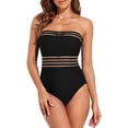 thumbnail image 1 of Women's Bandeau One Piece Bathing Suits Front Twist Swimwear Ruched Swimsuits Tummy Control, 1 of 6