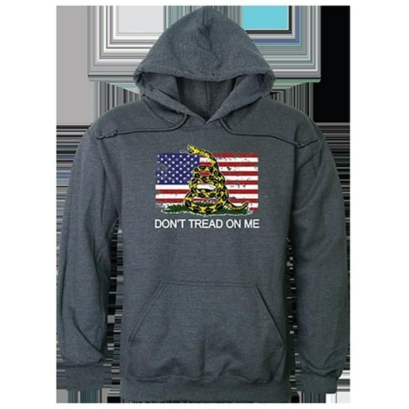 Flag 2 with Gadsden Graphic Pullover Sweatshirt, Heather Charcoal - 2XL
