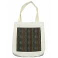 thumbnail image 1 of Abstract Tote Bag, Modern Art Pattern with Vertical Wavy Lines in Rainbow Colors on Black Background, Cloth Linen Reusable Bag for Shopping Books Beach and More, 16.5" X 14", Cream, by Ambesonne, 1 of 2
